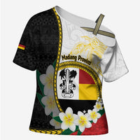 Personalised PNG Madang Provins Cross Shoulder Shirt Papua New Guinea Plumeria Melanesian Pattern - Polynesian Pride