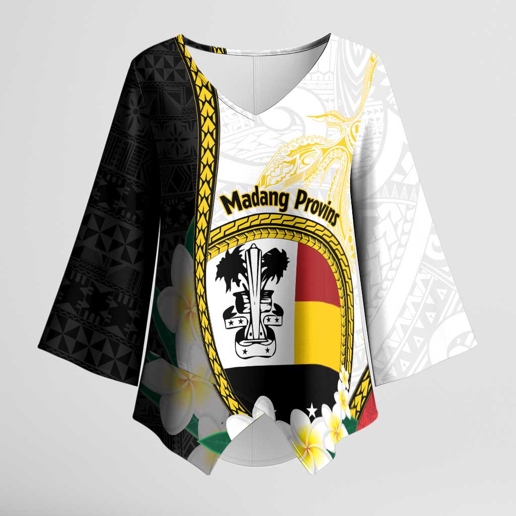 Personalised PNG Madang Provins Kimono Sleeve Blouse Papua New Guinea Plumeria Melanesian Pattern - Polynesian Pride