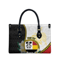 Personalised PNG Madang Provins Leather Bag Papua New Guinea Plumeria Melanesian Pattern - Polynesian Pride