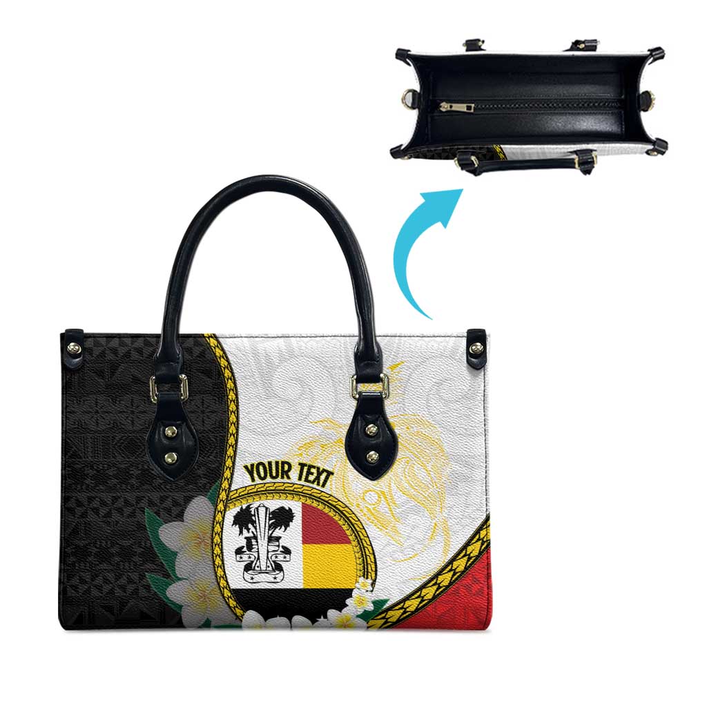 Personalised PNG Madang Provins Leather Bag Papua New Guinea Plumeria Melanesian Pattern - Polynesian Pride