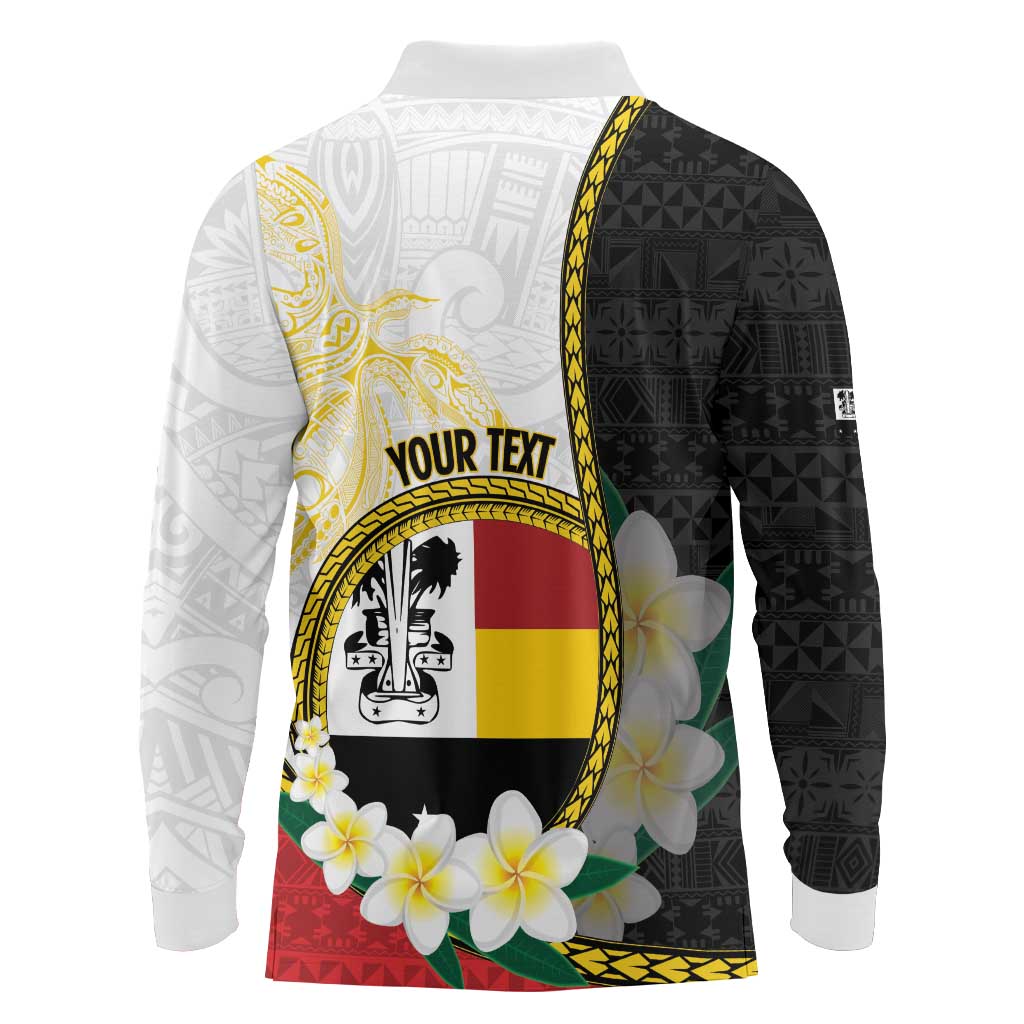 Personalised PNG Madang Provins Long Sleeve Polo Shirt Papua New Guinea Plumeria Melanesian Pattern - Polynesian Pride