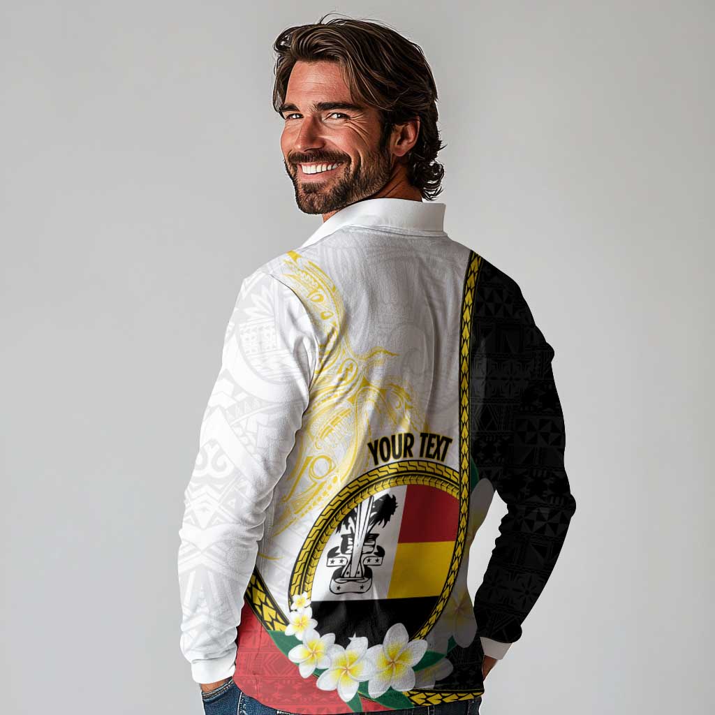 Personalised PNG Madang Provins Long Sleeve Polo Shirt Papua New Guinea Plumeria Melanesian Pattern - Polynesian Pride