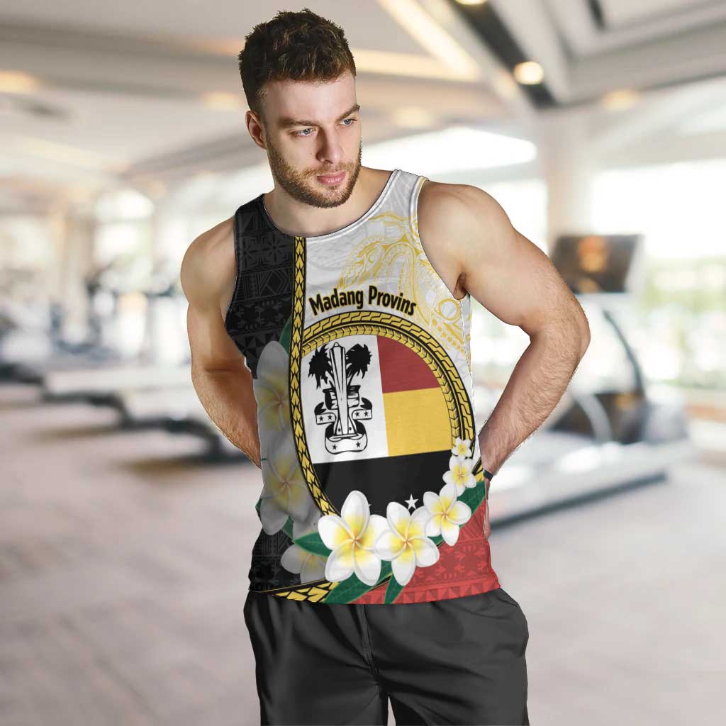 Personalised PNG Madang Provins Men Tank Top Papua New Guinea Plumeria Melanesian Pattern - Polynesian Pride