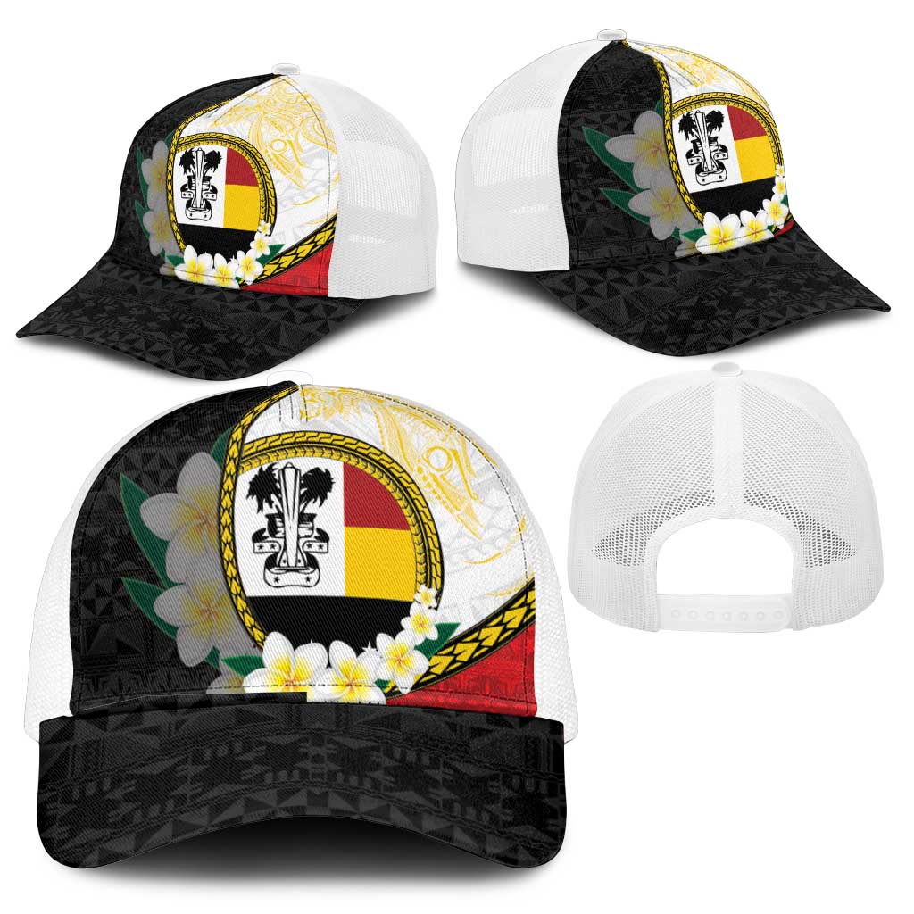 PNG Madang Provins Mesh Trucker Cap Papua New Guinea Plumeria Melanesian Pattern - Polynesian Pride