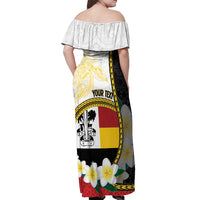 Personalised PNG Madang Provins Off Shoulder Maxi Dress Papua New Guinea Plumeria Melanesian Pattern LT14 - Polynesian Pride