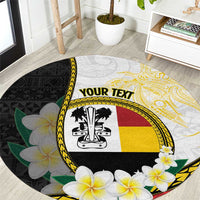 Personalised PNG Madang Provins Round Carpet Papua New Guinea Plumeria Melanesian Pattern - Polynesian Pride