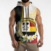 Personalised PNG Madang Provins Sleeveless Zip Hoodie Papua New Guinea Plumeria Melanesian Pattern - Polynesian Pride