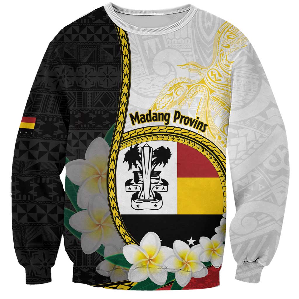 Personalised PNG Madang Provins Sweatshirt Papua New Guinea Plumeria Melanesian Pattern - Polynesian Pride