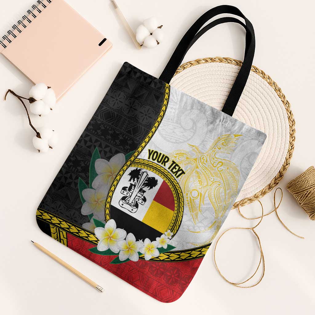 Personalised PNG Madang Provins Tote Bag Papua New Guinea Plumeria Melanesian Pattern - Polynesian Pride