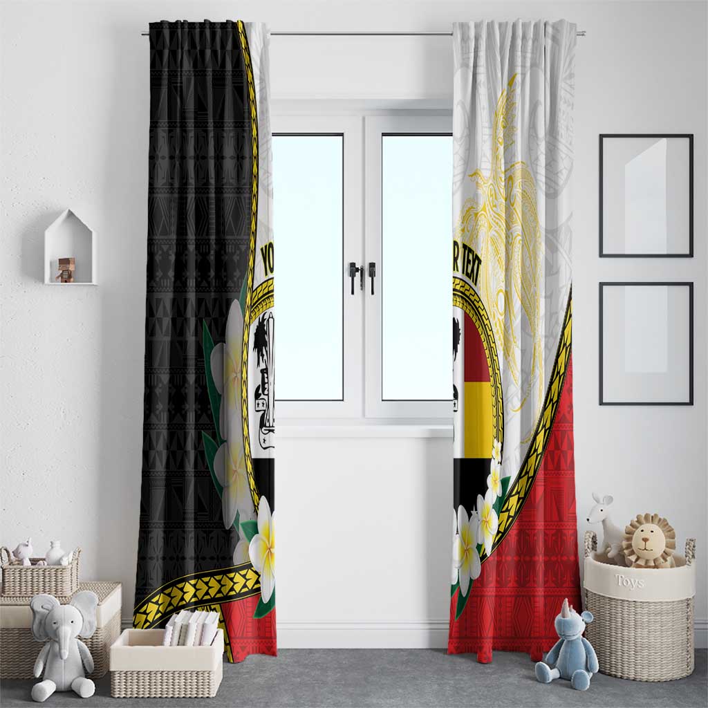 Personalised PNG Madang Provins Window Curtain Papua New Guinea Plumeria Melanesian Pattern - Polynesian Pride