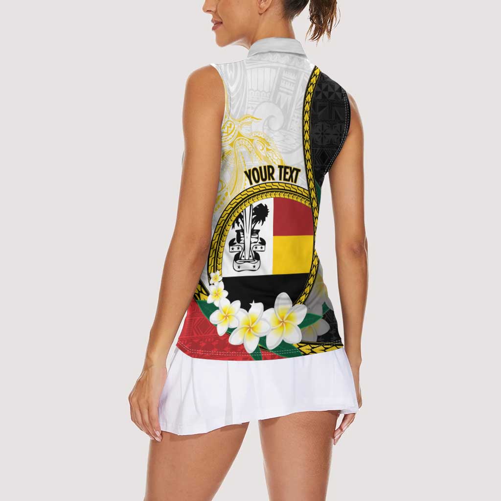 Personalised PNG Madang Provins Women Sleeveless Polo Shirt Papua New Guinea Plumeria Melanesian Pattern - Polynesian Pride