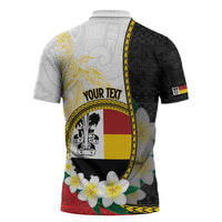 Personalised PNG Madang Provins Zipper Polo Shirt Papua New Guinea Plumeria Melanesian Pattern - Polynesian Pride