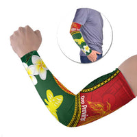 Personalised PNG Oro Provins Arm Sleeves Papua New Guinea Plumeria Melanesian Pattern - Polynesian Pride