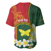 Personalised PNG Oro Provins Baseball Jersey Papua New Guinea Plumeria Melanesian Pattern - Polynesian Pride