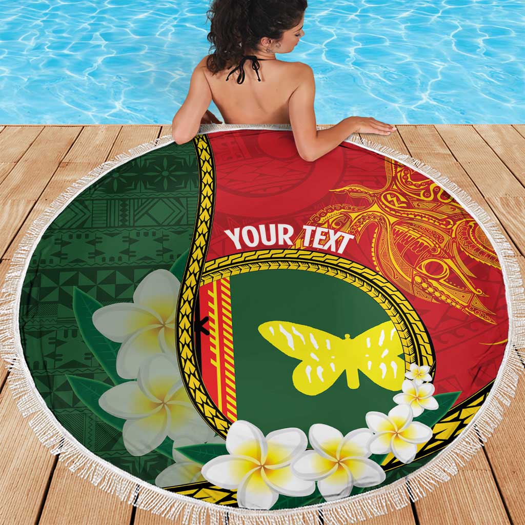 Personalised PNG Oro Provins Beach Blanket Papua New Guinea Plumeria Melanesian Pattern - Polynesian Pride