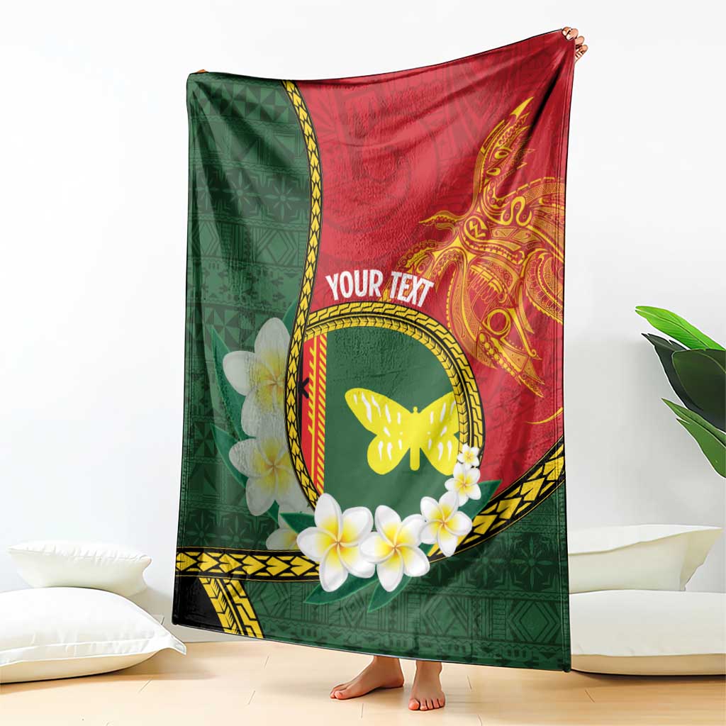 Personalised PNG Oro Provins Blanket Papua New Guinea Plumeria Melanesian Pattern - Polynesian Pride