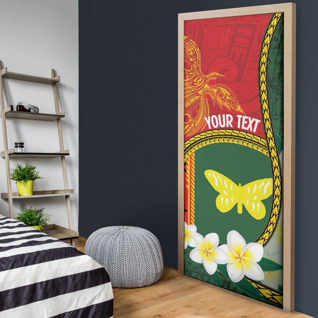 Personalised PNG Oro Provins Door Cover Papua New Guinea Plumeria Melanesian Pattern - Polynesian Pride