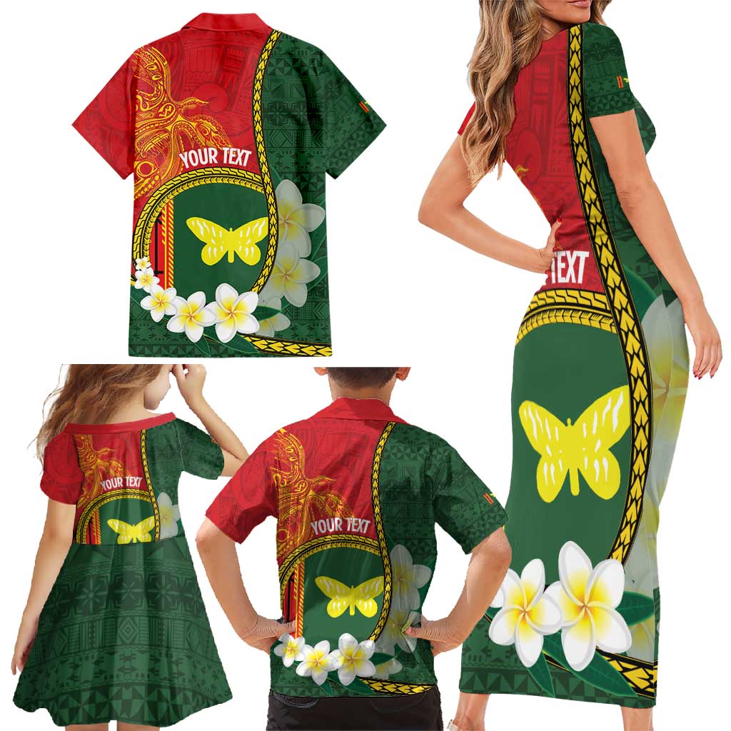 Personalised PNG Oro Provins Family Matching Short Sleeve Bodycon Dress and Hawaiian Shirt Papua New Guinea Plumeria Melanesian Pattern - Polynesian Pride