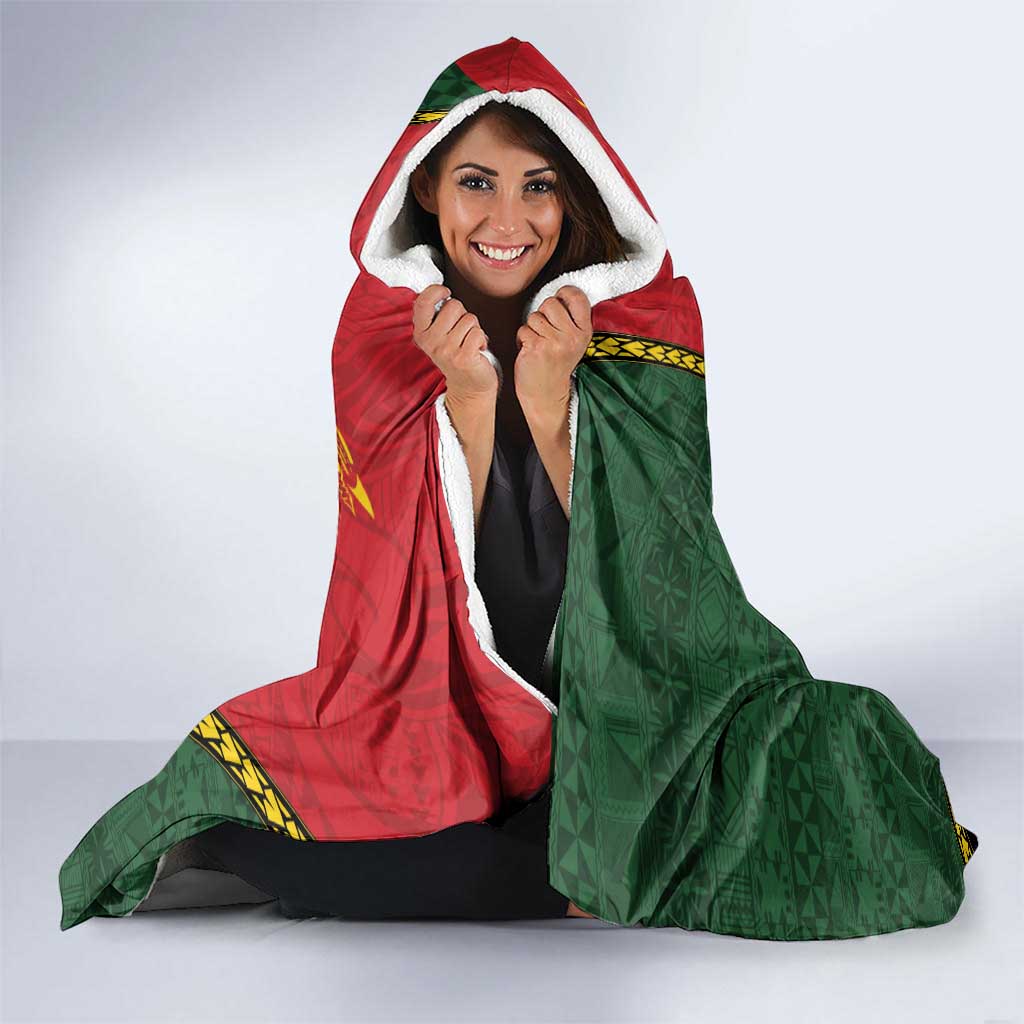 Personalised PNG Oro Provins Hooded Blanket Papua New Guinea Plumeria Melanesian Pattern LT14 - Polynesian Pride