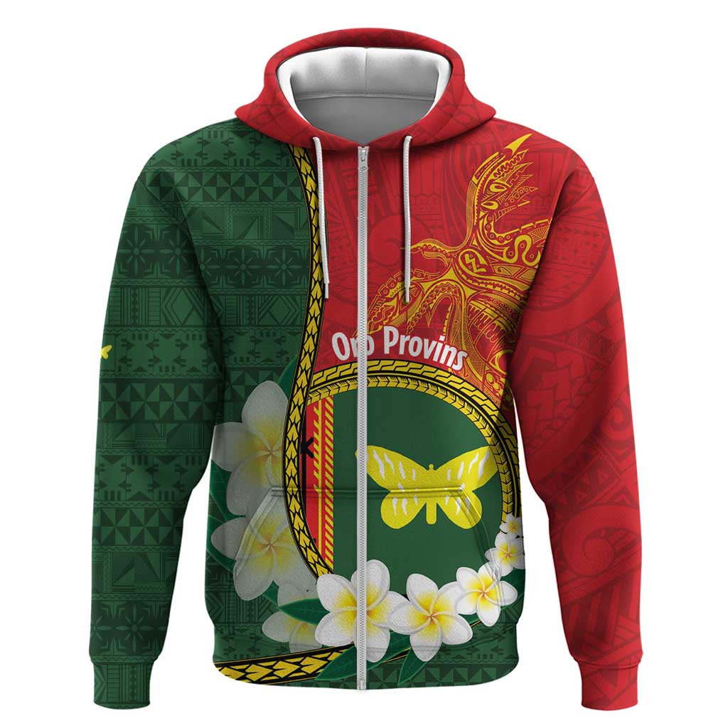 Personalised PNG Oro Provins Hoodie Papua New Guinea Plumeria Melanesian Pattern - Polynesian Pride