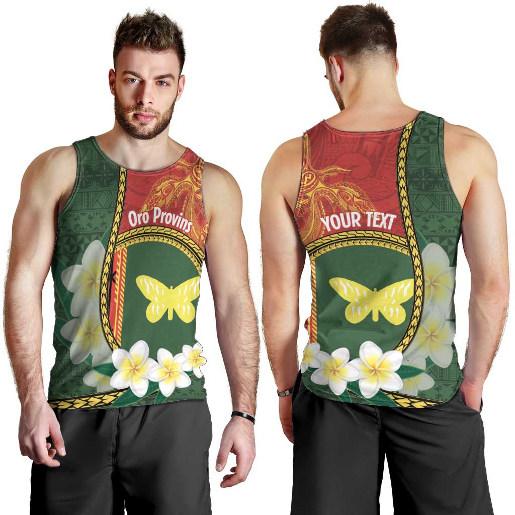 Personalised PNG Oro Provins Men Tank Top Papua New Guinea Plumeria Melanesian Pattern - Polynesian Pride