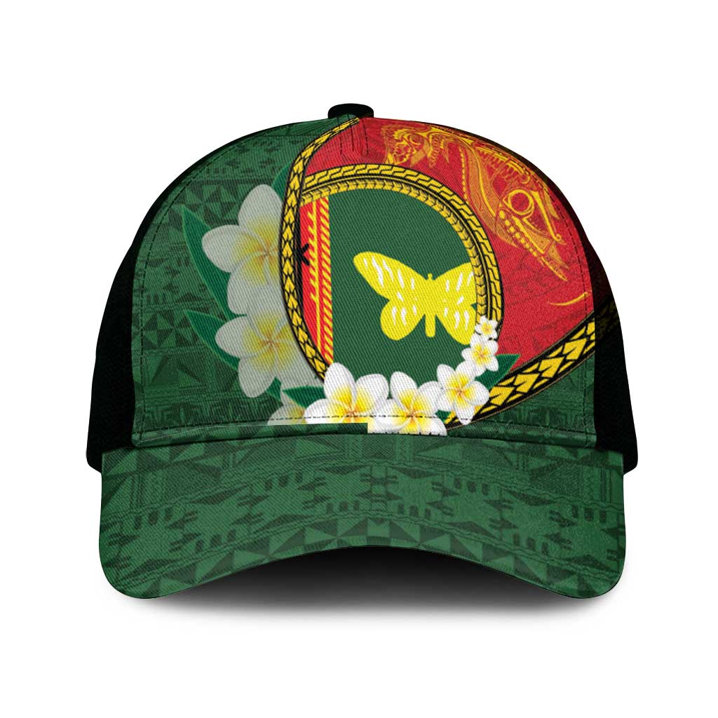 PNG Oro Provins Mesh Trucker Cap Papua New Guinea Plumeria Melanesian Pattern - Polynesian Pride
