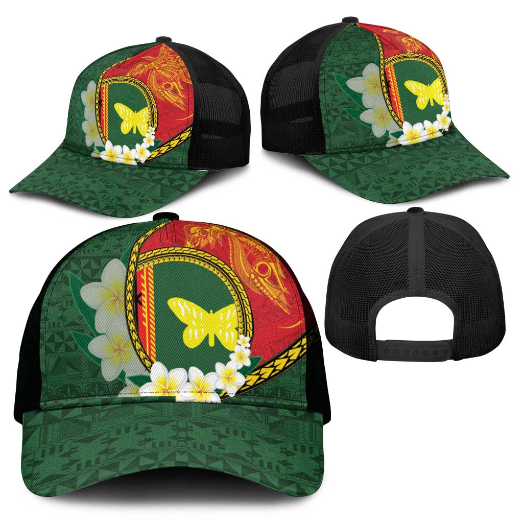 PNG Oro Provins Mesh Trucker Cap Papua New Guinea Plumeria Melanesian Pattern - Polynesian Pride