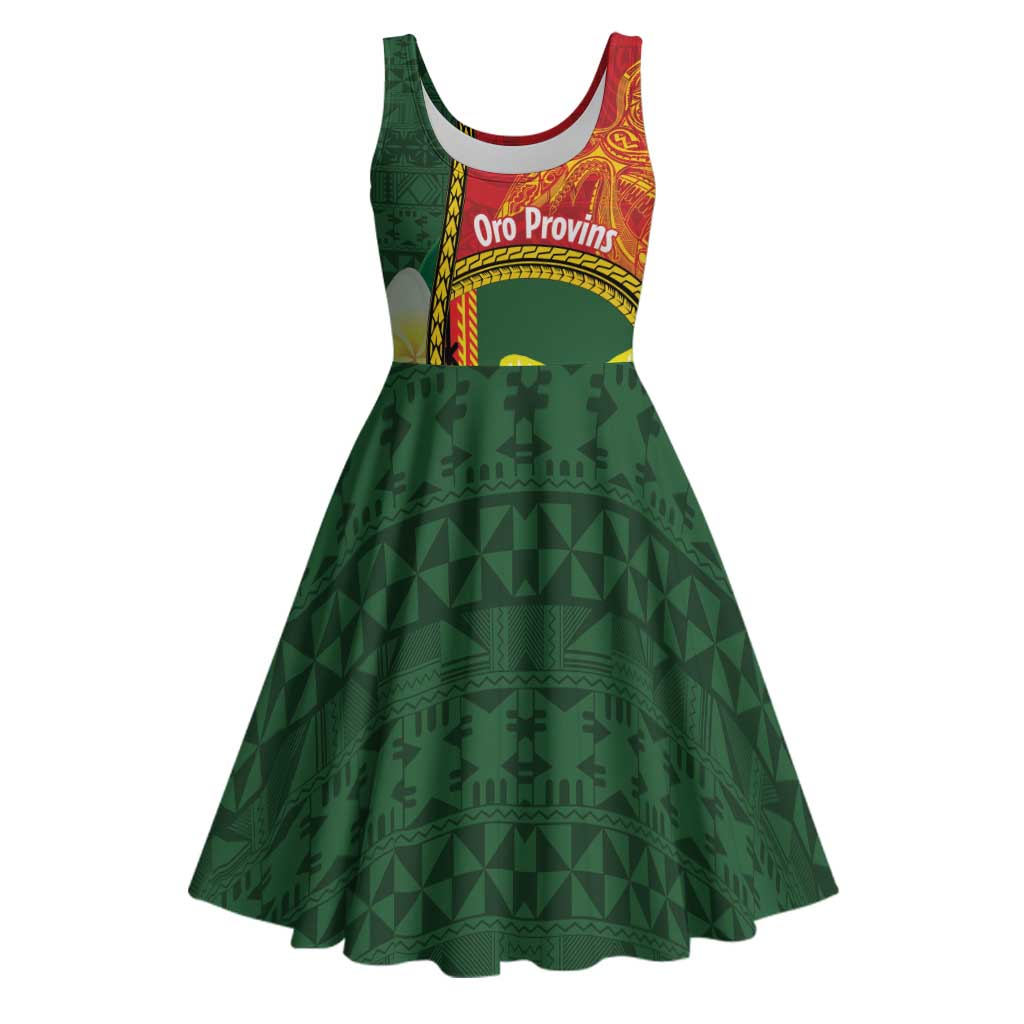 Personalised PNG Oro Provins Midi Dress Papua New Guinea Plumeria Melanesian Pattern - Polynesian Pride