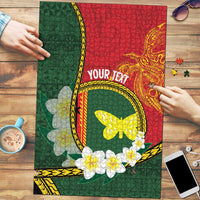 Personalised PNG Oro Provins Puzzle Papua New Guinea Plumeria Melanesian Pattern LT14 Green - Polynesian Pride