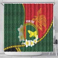 Personalised PNG Oro Provins Shower Curtain Papua New Guinea Plumeria Melanesian Pattern LT14 - Polynesian Pride