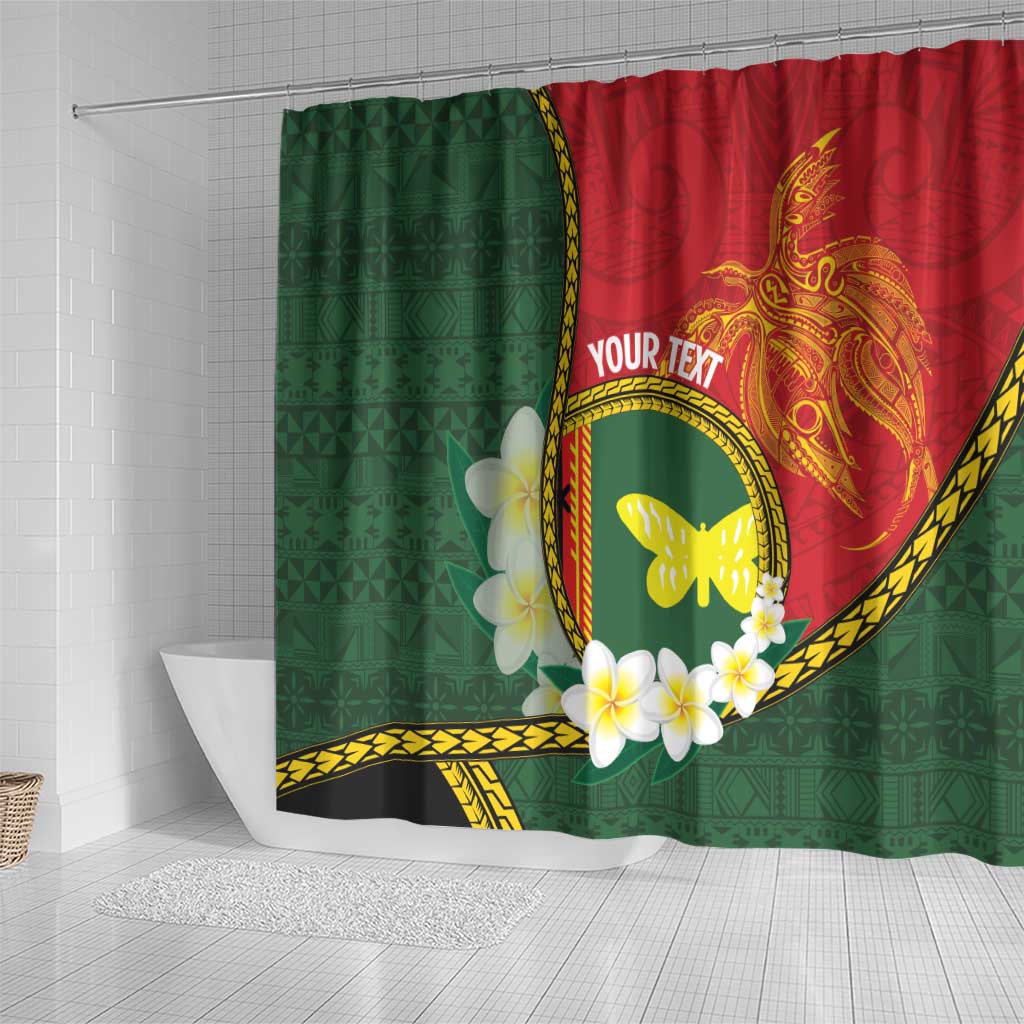Personalised PNG Oro Provins Shower Curtain Papua New Guinea Plumeria Melanesian Pattern LT14 - Polynesian Pride