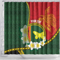 Personalised PNG Oro Provins Shower Curtain Papua New Guinea Plumeria Melanesian Pattern LT14 - Polynesian Pride