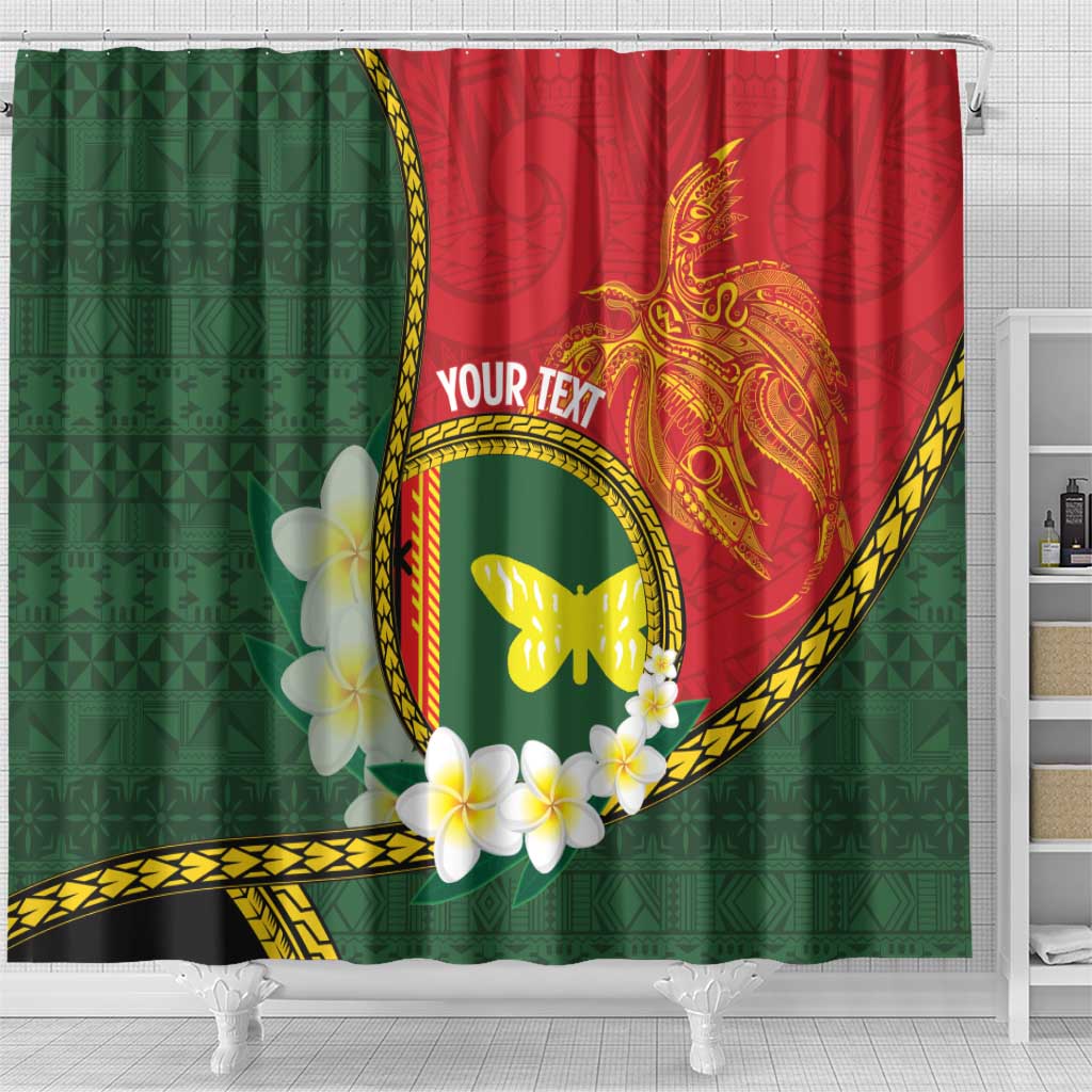Personalised PNG Oro Provins Shower Curtain Papua New Guinea Plumeria Melanesian Pattern LT14 - Polynesian Pride
