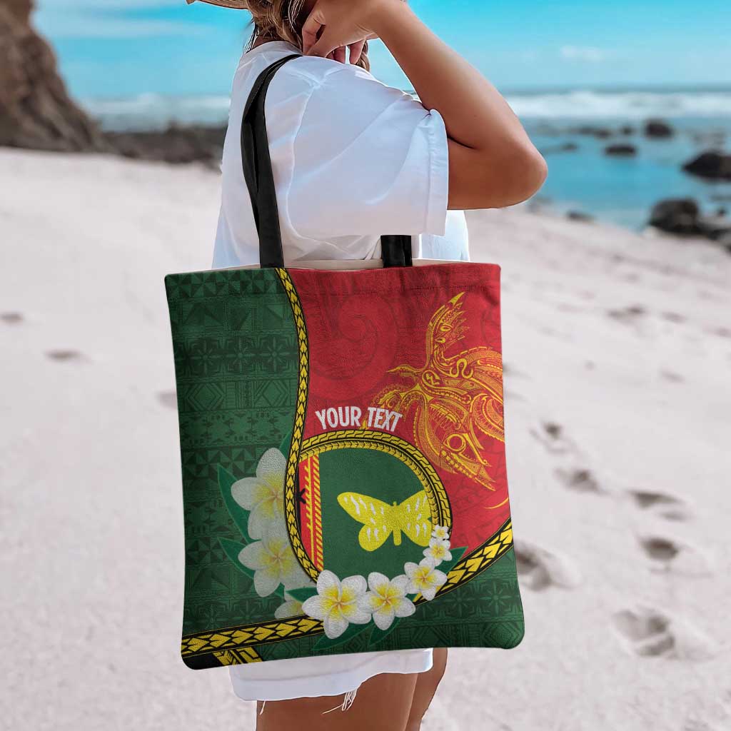 Personalised PNG Oro Provins Tote Bag Papua New Guinea Plumeria Melanesian Pattern - Polynesian Pride