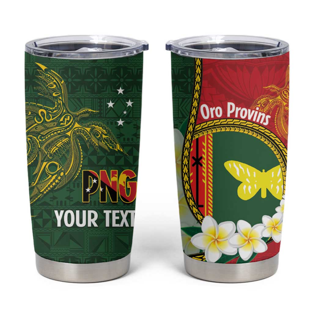 Personalised PNG Oro Provins Tumbler Cup Papua New Guinea Plumeria Melanesian Pattern - Polynesian Pride