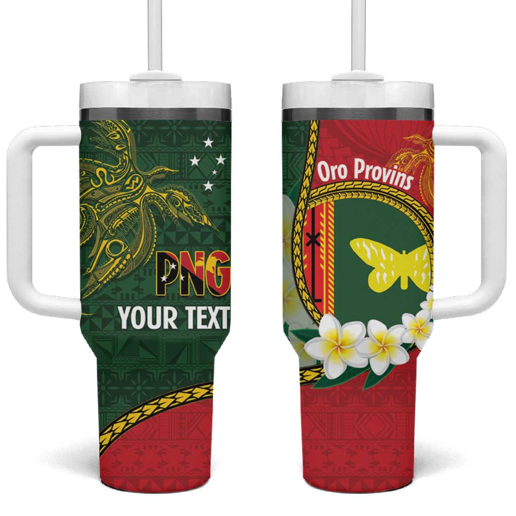 Personalised PNG Oro Provins Tumbler With Handle Papua New Guinea Plumeria Melanesian Pattern - Polynesian Pride