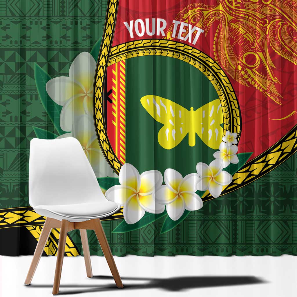 Personalised PNG Oro Provins Window Curtain Papua New Guinea Plumeria Melanesian Pattern - Polynesian Pride