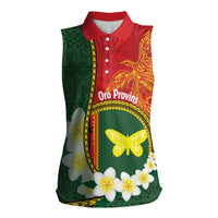 Personalised PNG Oro Provins Women Sleeveless Polo Shirt Papua New Guinea Plumeria Melanesian Pattern - Polynesian Pride
