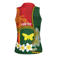 Personalised PNG Oro Provins Women Sleeveless Polo Shirt Papua New Guinea Plumeria Melanesian Pattern - Polynesian Pride