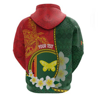 Personalised PNG Oro Provins Zip Hoodie Papua New Guinea Plumeria Melanesian Pattern - Polynesian Pride
