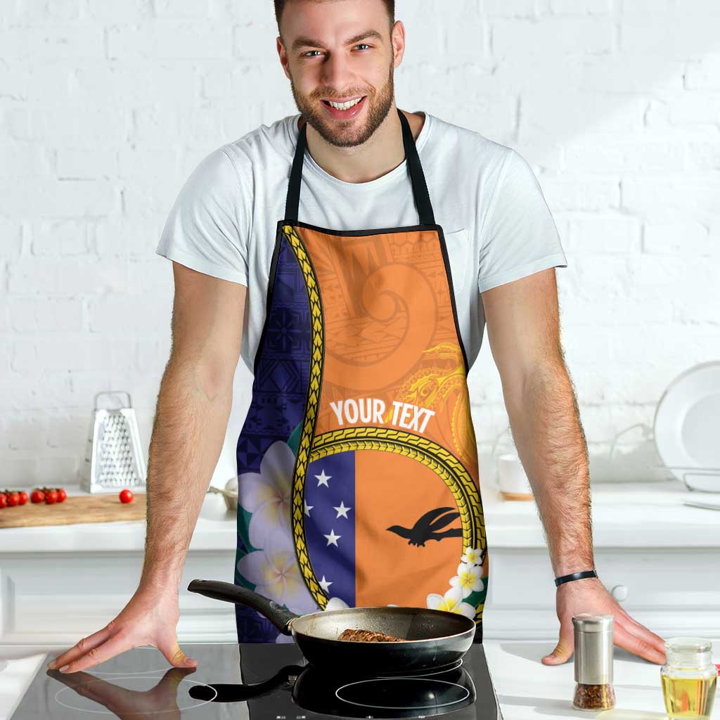 Personalised PNG Niu Ailan Apron Papua New Guinea Plumeria Melanesian Pattern - Polynesian Pride