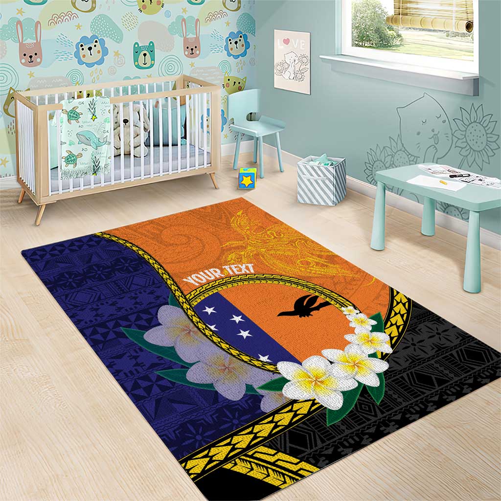 Personalised PNG Niu Ailan Area Rug Papua New Guinea Plumeria Melanesian Pattern - Polynesian Pride