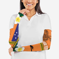 Personalised PNG Niu Ailan Arm Sleeves Papua New Guinea Plumeria Melanesian Pattern - Polynesian Pride