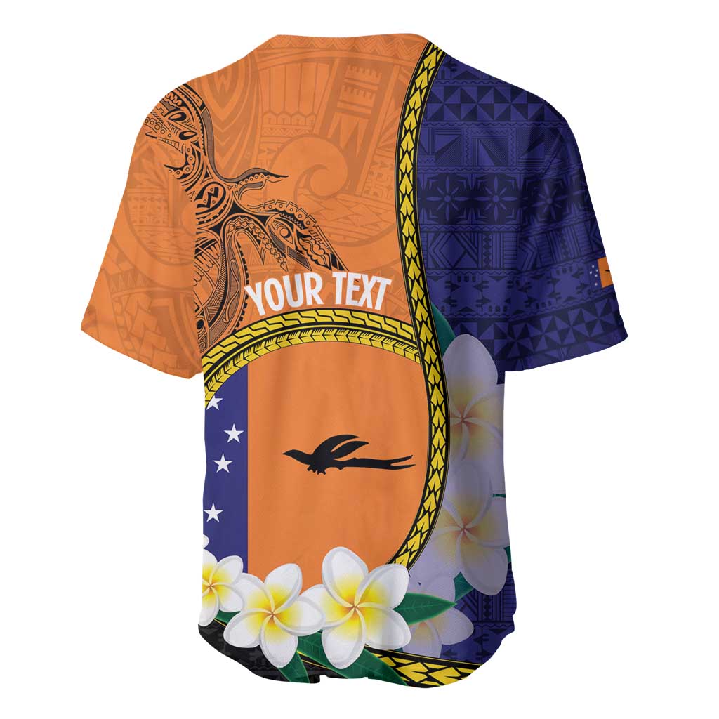 Personalised PNG Niu Ailan Baseball Jersey Papua New Guinea Plumeria Melanesian Pattern - Polynesian Pride