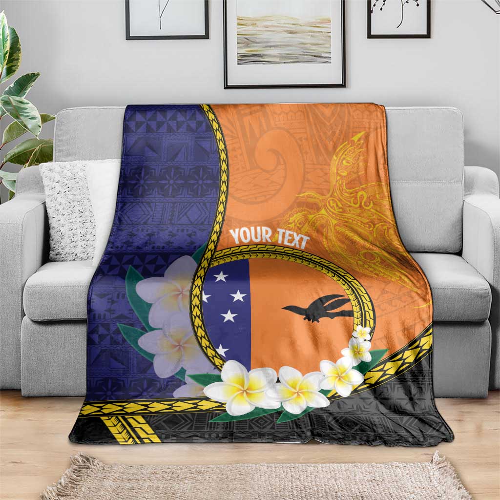 Personalised PNG Niu Ailan Blanket Papua New Guinea Plumeria Melanesian Pattern - Polynesian Pride