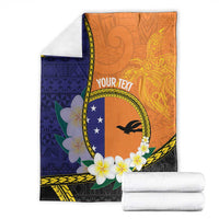 Personalised PNG Niu Ailan Blanket Papua New Guinea Plumeria Melanesian Pattern - Polynesian Pride