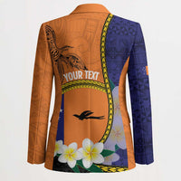 Personalised PNG Niu Ailan Blazer Papua New Guinea Plumeria Melanesian Pattern - Polynesian Pride
