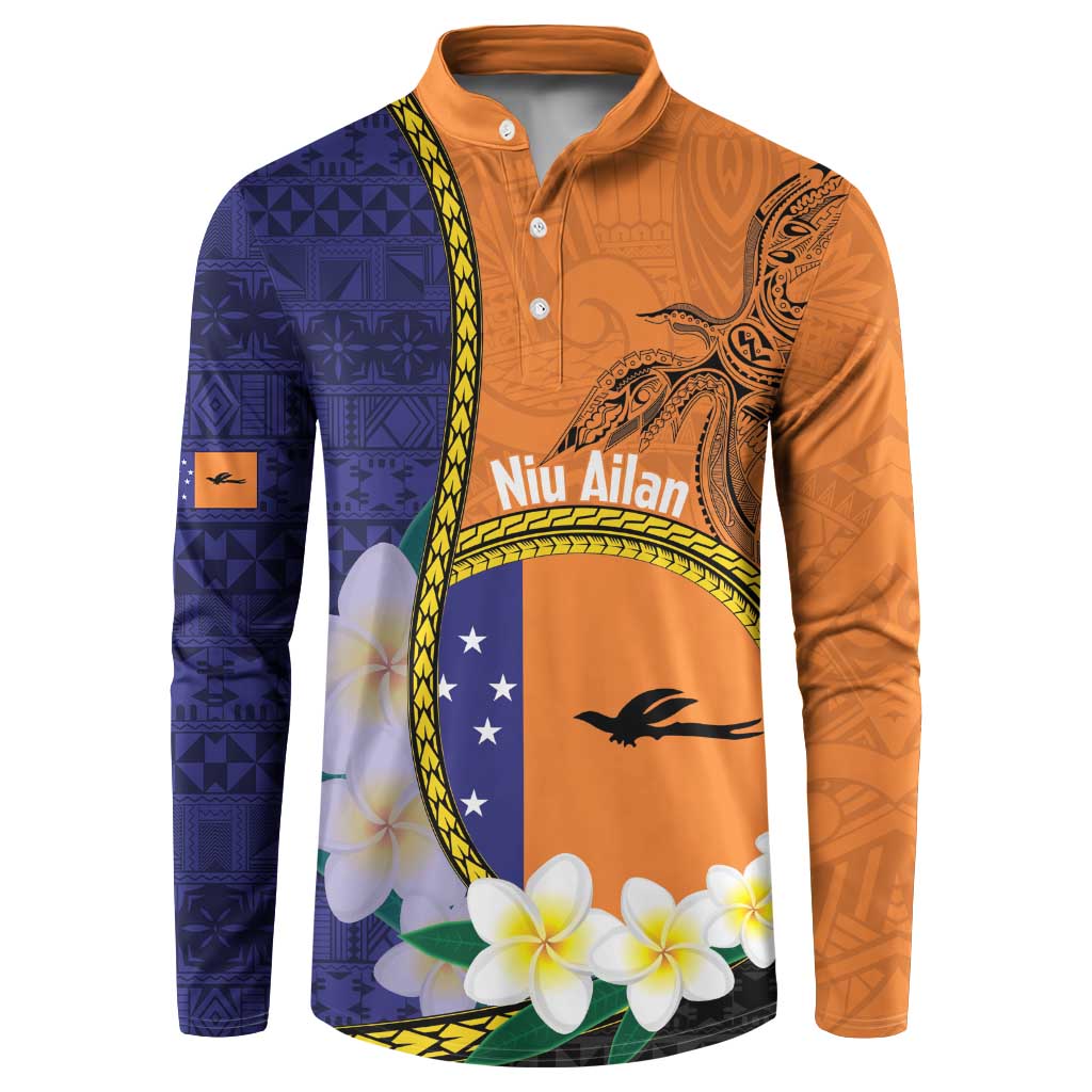 Personalised PNG Niu Ailan Button Sweatshirt Papua New Guinea Plumeria Melanesian Pattern - Polynesian Pride