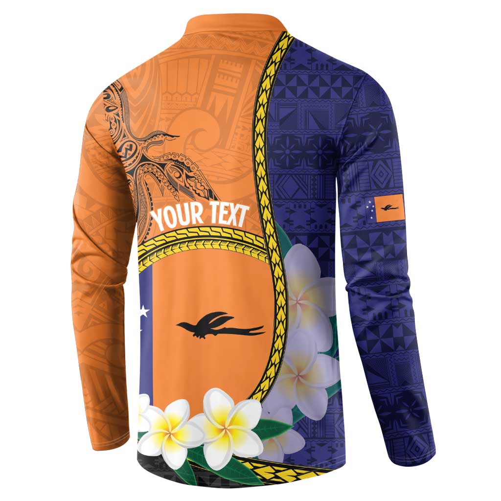 Personalised PNG Niu Ailan Button Sweatshirt Papua New Guinea Plumeria Melanesian Pattern - Polynesian Pride