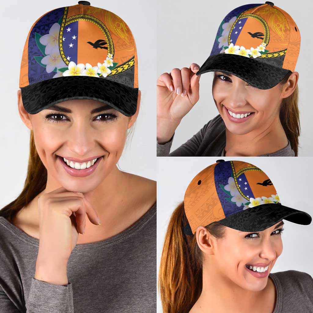 PNG Niu Ailan Classic Cap Papua New Guinea Plumeria Melanesian Pattern - Polynesian Pride
